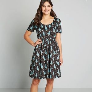 What's the Scoop? A-Line Dress By ModCloth in Black Rockets
